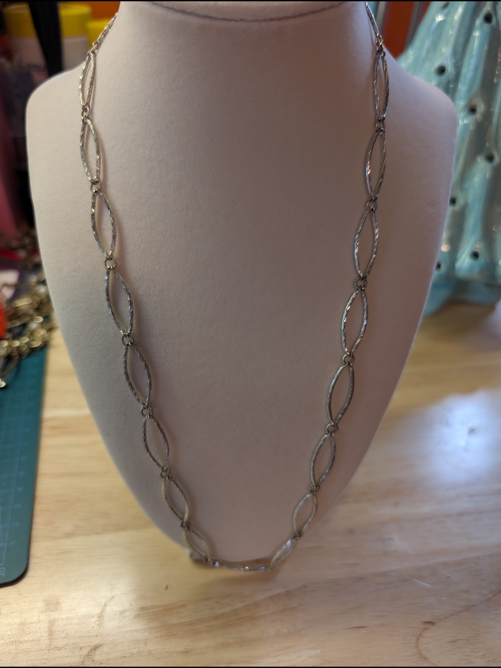 Silver Linked Oval Station Necklace - Women Jewelry